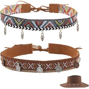 CHGCRAFT 2Styles Cowboy Western Hat Bands Bohemian Style Tassel Hat Bands for Hat Accessories Costume Headwear Fedora Hat Decoration, Mixed Color