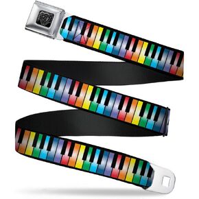 Buckle-Down Seatbelt Belt - Piano Keys Rainbow - 1.0" Wide - 20-36 Inches in Length