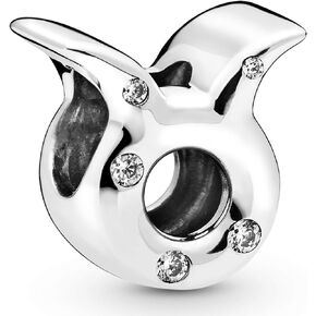 Pandora Sparkling Taurus Zodiac Charm - Compatible Moments Bracelets - Jewelry for Women - Gift for Women in Your Life - Made with Sterling Silver & Cubic Zirconia, With Gift Box