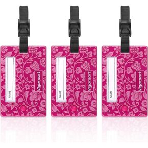 Vigorport Luggage Tags, 3 Pack Cute Luggage Tag TSA Approved, Unique Swivel Suitcase Tags, Privacy Protection Travel Name Tags Bag Labels (Cyan)