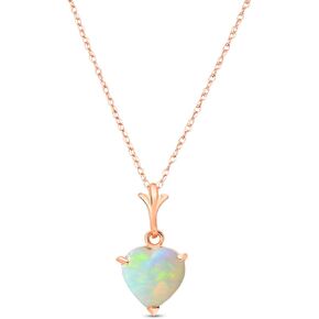Galaxy Gold GG 14k Rose Gold Heart-shaped Natural Opal Pendant Necklace