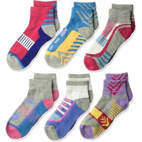 Jefferies Socks girls Tech Sport Quarter Half Cushion Socks 6 Pair Pack Socks (pack of 6)