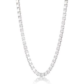 Mens Solid Sterling Silver Cuban Necklace 2.8mm Diamond-Cut Link Chain for Men, 25 in