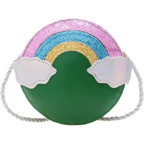 Suillty Little Girls Crossbody Purse Toddler Kids Small Cute Rainbow Shoulder Bag Round Princess Handbag