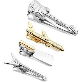 4Pcs Tie Clip Set,Tie Bar Silver And Gold,Tie Clip 1.5inch-2.2inch,Fater's Day Gift