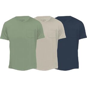 زوج من تي شيرتات ثيفز ذات رقبة دائرية ملائمة عادية مع جيب للرجال، عبوة من 3 تي شيرتات فائقة النعومة بدون علامات مع نسيج مسامي in Kuwait