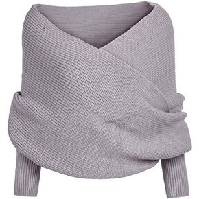 Fashion Elegant Women Knitted Sweater Tops Scarf with Sleeve Wrap Winter Warm Shawl Scarves