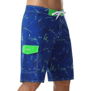 unitop Mens Bathing Suits Quick Dry Tropical Printed Casual Board Shorts with Lining
