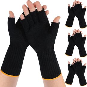 Janmercy 4 Pairs Winter Half Finger Gloves Men Fingerless Gloves Liner Wrist Warm Soft Gloves for Women Cold Weather Driving Fishing Outdoor Activities