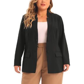 Agnes Orinda Plus Size Business Suit Blazer for Women Button Long Sleeve Office Work Blazer Jacket