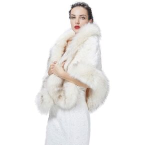 BEAUTELICATE Women's Faux Fur Shawl Warm Stole Wrap Shrug For Winter Wedding Dress Evening Party Plus Size