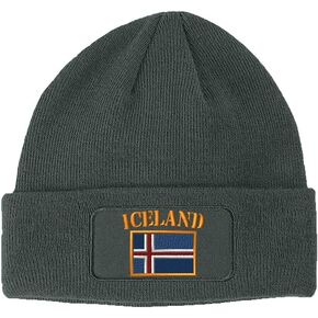 Speedy Pros Patch Beanie for Men & Women Iceland Flag Embroidery Skull Cap Hats 1 Size
