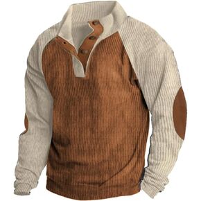 crazynekos Men's Outdoor Tactical Sweatshirt Autumn Winter Print Henley Collar Sweater