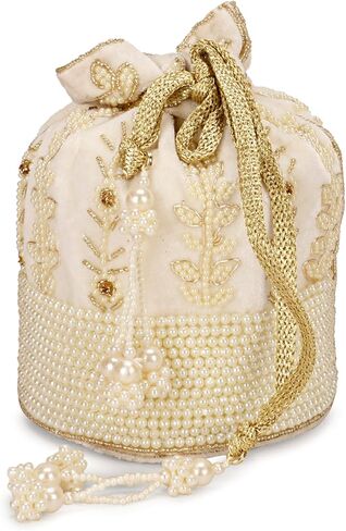 حقيبة هندي عرقية كلاتش حرير بوتلي باتوا مع هدية خرز للنساء in Kuwait