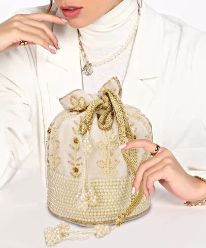 حقيبة هندي عرقية كلاتش حرير بوتلي باتوا مع هدية خرز للنساء in Kuwait