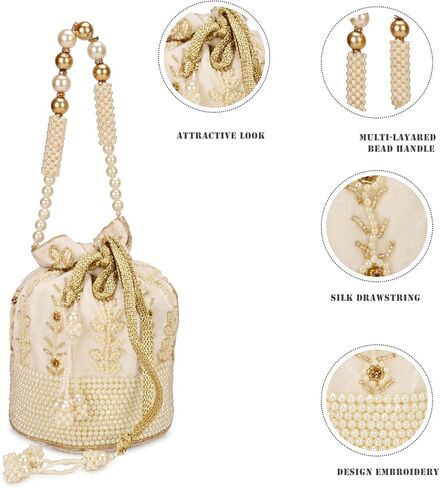 حقيبة هندي عرقية كلاتش حرير بوتلي باتوا مع هدية خرز للنساء in Kuwait