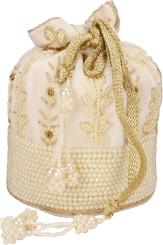 حقيبة هندي عرقية كلاتش حرير بوتلي باتوا مع هدية خرز للنساء in Kuwait