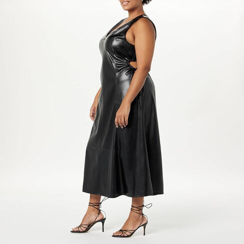 The Drop Women's Sabi Vegan Leather Cutout Midi Dress in Saudi Arabia