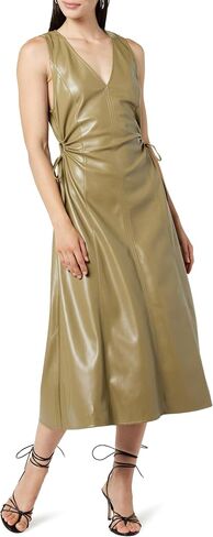 The Drop Women's Sabi Vegan Leather Cutout Midi Dress in Kuwait