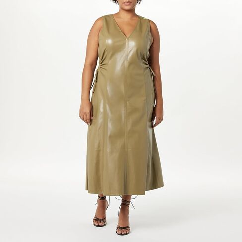 The Drop Women's Sabi Vegan Leather Cutout Midi Dress in Kuwait