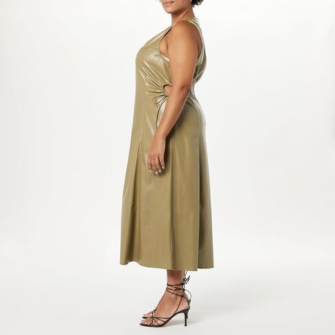 The Drop Women's Sabi Vegan Leather Cutout Midi Dress in Kuwait