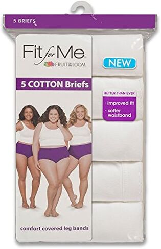 مجموعة من 5 سراويل داخلية نسائية من Fruit of the Loom بمقاس كبير "Fit For Me" من القطن الأصلي in Saudi Arabia