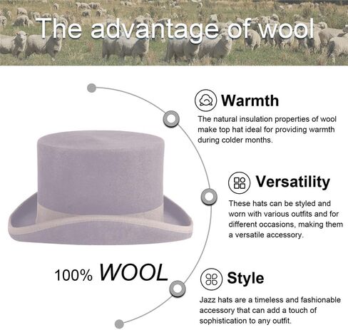 قبعة علوية من الصوف واللباد من بونتشوال جود، قبعة تنكرية طويلة بتصميم فيكتوري بطول 5 انش، هدايا للرجال لحفلات الرقص والكريسماس in Kuwait