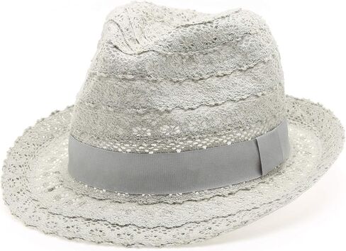 قبعة شمس صيفية نسائية قابلة للطي من الدانتيل تريلبي فيدورا بيتش مع شريط. in Kuwait