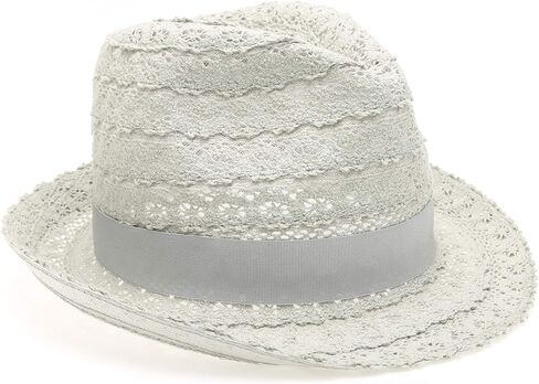 قبعة شمس صيفية نسائية قابلة للطي من الدانتيل تريلبي فيدورا بيتش مع شريط. in Kuwait