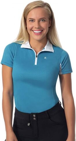 HORZE Women's Trista Short Sleeved Technical Moisture-Wicking Equestrian Sun Shirt | Mesh Under-Sleeves, UV Protection in Saudi Arabia
