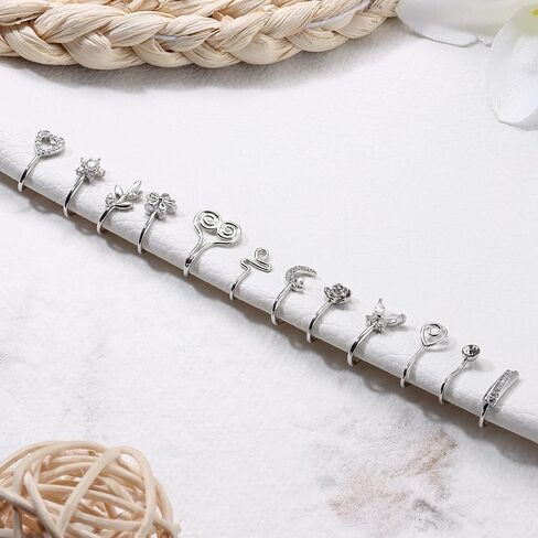 12 قطعة حلقات الأنف وهمية الأنف الكفة غير ثقب الأنف خواتم فو الأنف خواتم الأنف مجوهرات للنساء in Kuwait