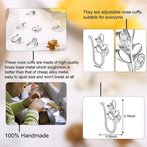 12 قطعة حلقات الأنف وهمية الأنف الكفة غير ثقب الأنف خواتم فو الأنف خواتم الأنف مجوهرات للنساء in Kuwait