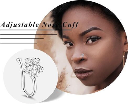 12 قطعة حلقات الأنف وهمية الأنف الكفة غير ثقب الأنف خواتم فو الأنف خواتم الأنف مجوهرات للنساء in Kuwait