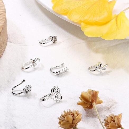 12 قطعة حلقات الأنف وهمية الأنف الكفة غير ثقب الأنف خواتم فو الأنف خواتم الأنف مجوهرات للنساء in Kuwait