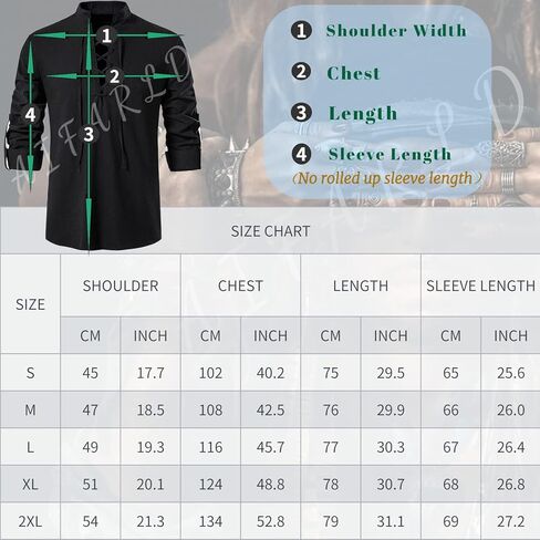 قميص رجالي باكمام طويلة من ايفارلد، مصنوع من القطن بنسبة 100% بنمط ريترو برباط للعصور الوسطى، فايكنج، قميص هيبي مطابق للقراصنة التنكرية, أسود, XL in Kuwait