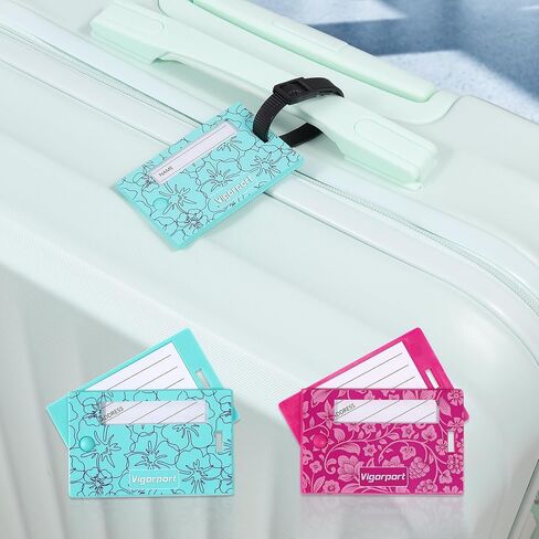 Vigorport Luggage Tags, 3 Pack Cute Luggage Tag TSA Approved, Unique Swivel Suitcase Tags, Privacy Protection Travel Name Tags Bag Labels (Cyan) in Saudi Arabia