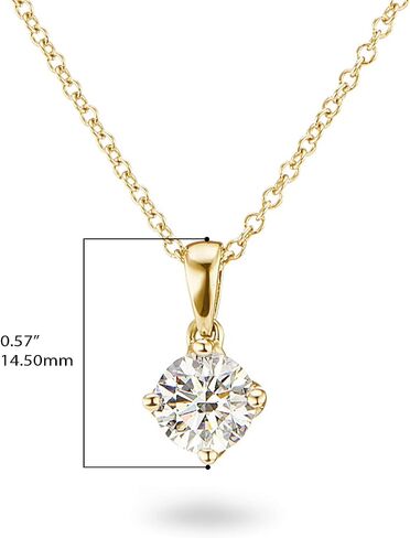 IGI Certified 1/4 to 3 Carat Round Brilliant Cut Lab Grown Diamond Solitaire Pendant Necklace for Women I 14k Gold Necklace (G-H, VS1-VS2, cttw) I 18 Inch Chain I Lobster Claw Clasp in Saudi Arabia