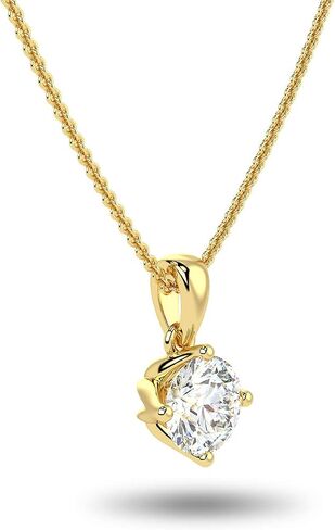 IGI Certified 1/4 to 3 Carat Round Brilliant Cut Lab Grown Diamond Solitaire Pendant Necklace for Women I 14k Gold Necklace (G-H, VS1-VS2, cttw) I 18 Inch Chain I Lobster Claw Clasp in Saudi Arabia