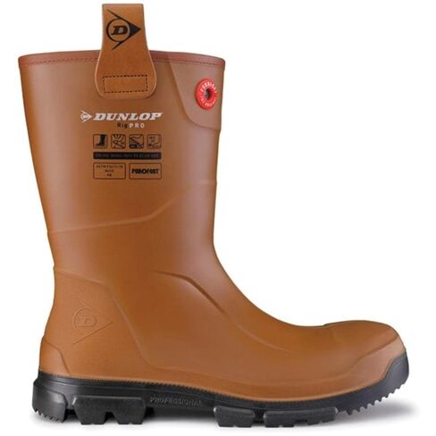 أحذية واقية للرجال من DUNLOP، LJ2HR42، Purofort RigPRO صناعة وبنية آمنة بالكامل، مقاومة للانزلاق، مريحة، مقاومة للماء بنسبة 100%، بني، 11 in Saudi Arabia
