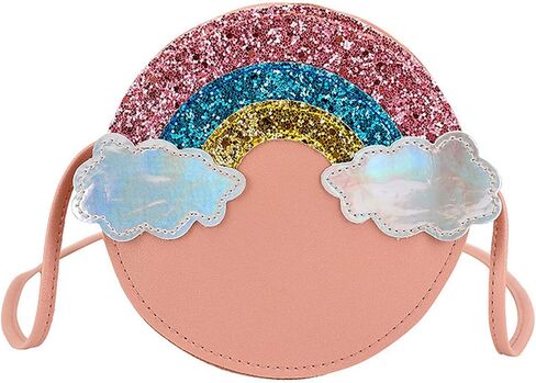 Suillty Little Girls Crossbody Purse طفل صغير لطيف قوس قزح حقيبة كتف مستديرة الأميرة in Saudi Arabia