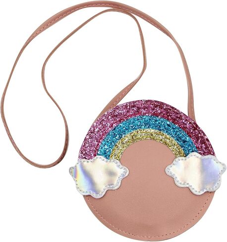 Suillty Little Girls Crossbody Purse طفل صغير لطيف قوس قزح حقيبة كتف مستديرة الأميرة in Saudi Arabia