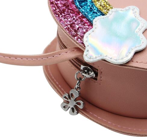 Suillty Little Girls Crossbody Purse طفل صغير لطيف قوس قزح حقيبة كتف مستديرة الأميرة in Saudi Arabia