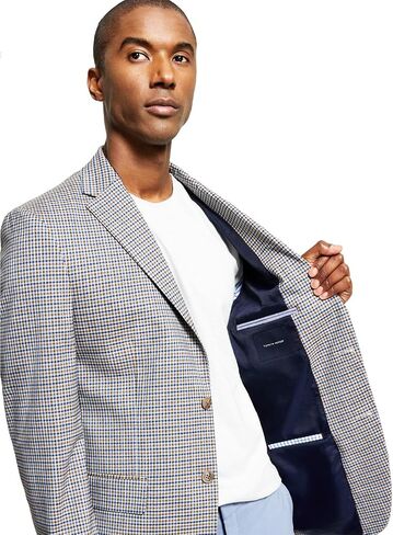 بدلة Tommy Hilfiger رجالي بطبعة مربعات منفصلة ذات زرين بني 38R in Saudi Arabia