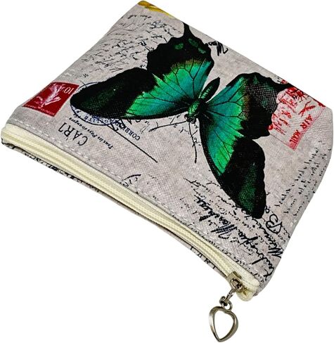 Butterfly Coin Purse - PU Leather, Zipper Pouch - 4.75 in by 3.25 in (Orange/Pink) in Saudi Arabia