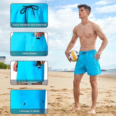 شورت سباحة رجالي من KPSUN سريع الجفاف، شورت سباحة مع بطانة للسباحة على الشاطئ in Kuwait