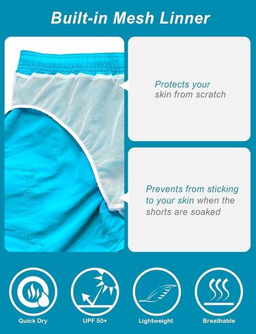 شورت سباحة رجالي من KPSUN سريع الجفاف، شورت سباحة مع بطانة للسباحة على الشاطئ in Kuwait