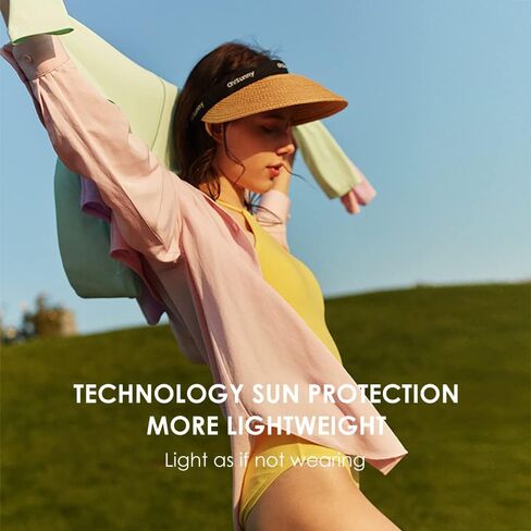 Women's Straw Sun Visor Hat UPF 50+ Anti-UV Protection Summer Ponytail Beach Hat Wide Brim Foldable Sun Cap YLH3M305 in Kuwait