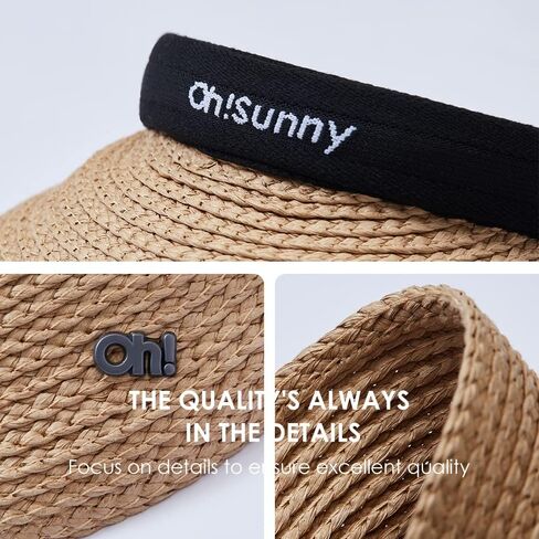 Women's Straw Sun Visor Hat UPF 50+ Anti-UV Protection Summer Ponytail Beach Hat Wide Brim Foldable Sun Cap YLH3M305 in Kuwait