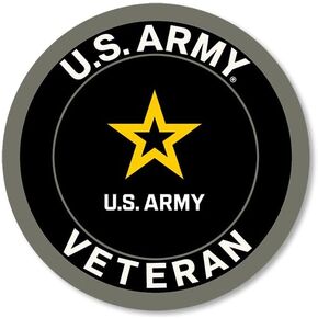 Round U.S Army Veteran Sticker (United States Soldier Vinyl Vet Decal for car, Truck, Laptop (3 inch) U.S. Army Licensed in Kuwait