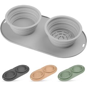 Dog Food Bowls Pet Bowls & Collapsible Dog Bowl Dog Water Bowls with No-Spill and Non-Skid, Feeder Bowls with Dog Bowl Mat for Small Medium Large Size Dogs Cats Puppy Pets